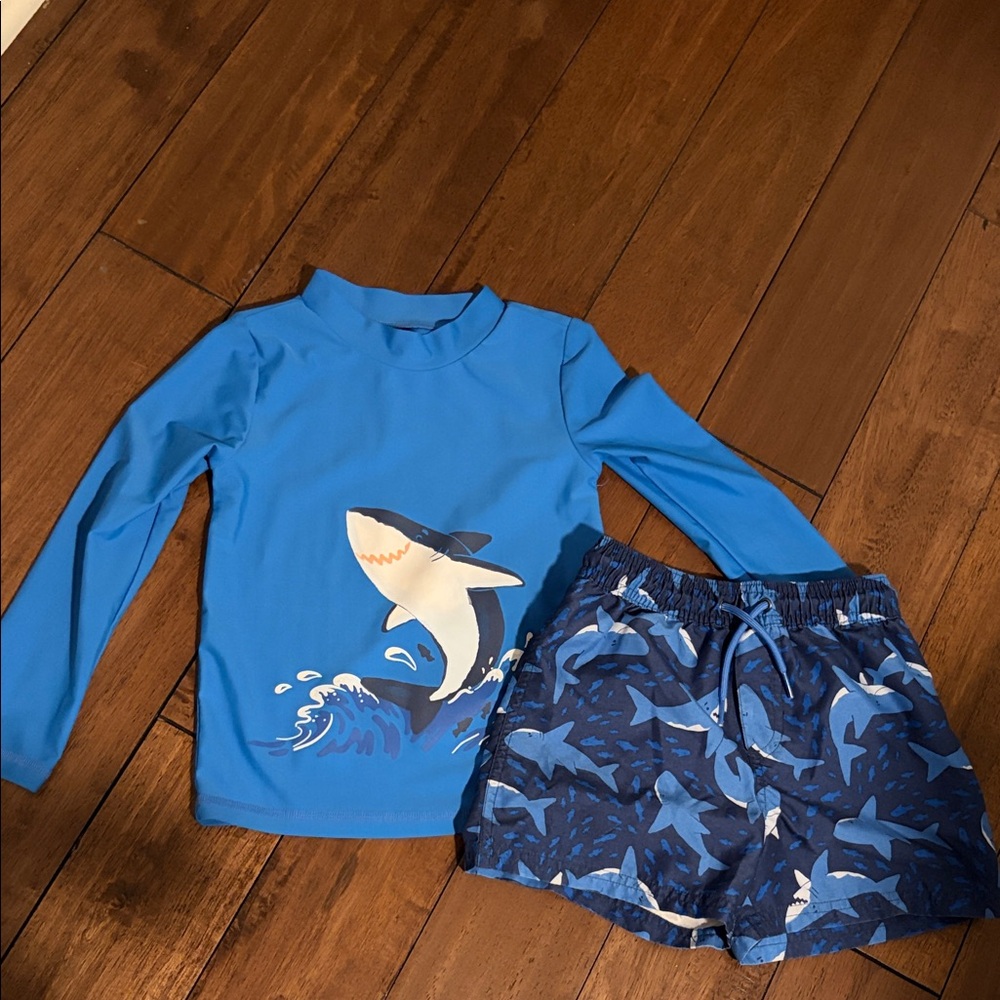 Carter's Blue Shark Rashguard Set